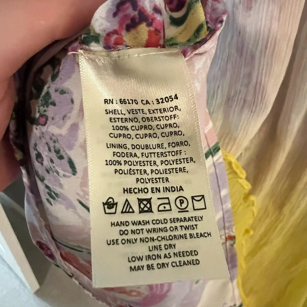 Anthropologie HD Pink And Yellow Floral In Paris Dipped Chroma Swing Dress 8 - Picture 11 of 11